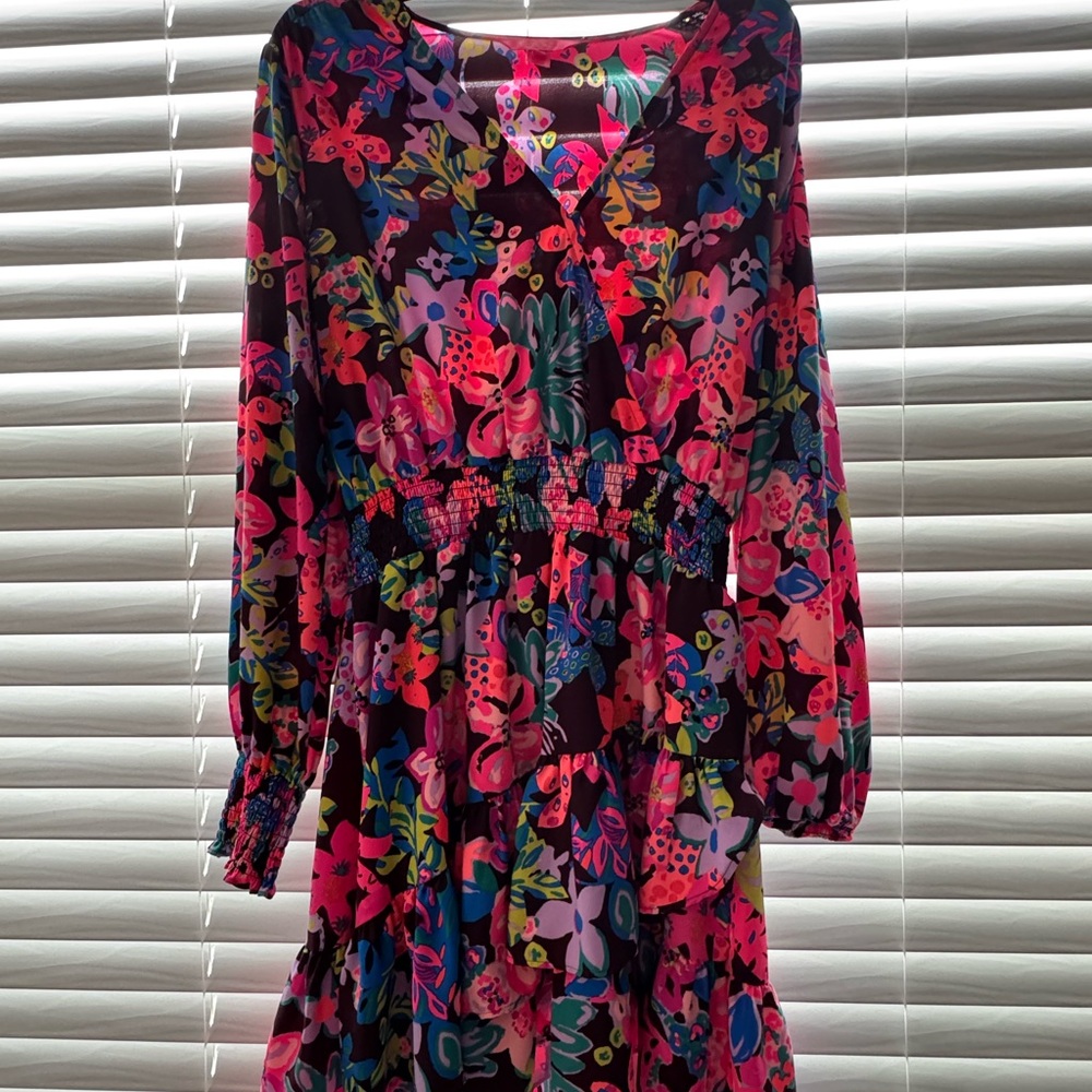 Lilly Pulitzer Pink and Black Floral Dress - Picture 5 of 5